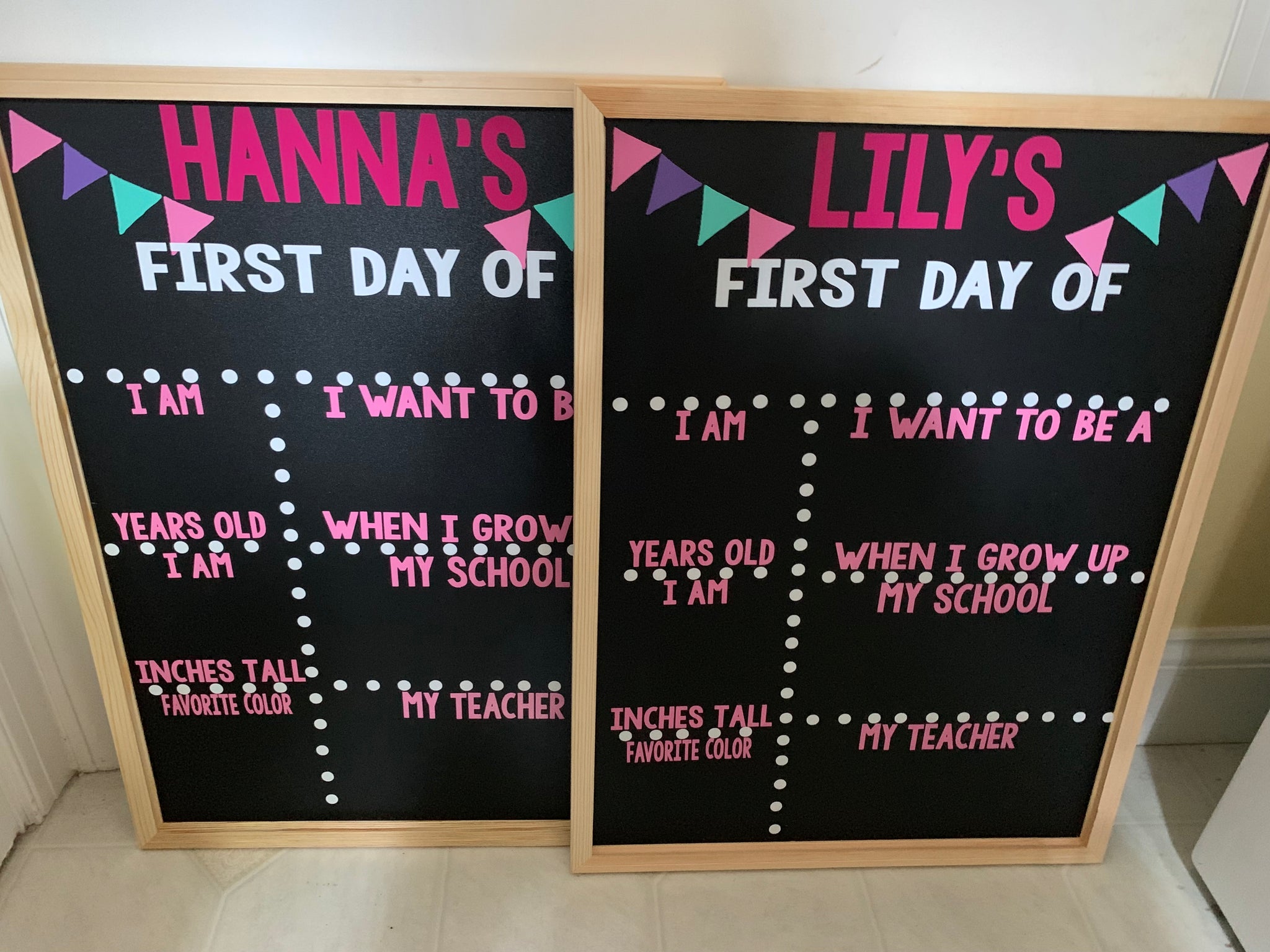 First/Last Day of School Board- first day photo board, child stats boa –  NotYourMommasVinyl